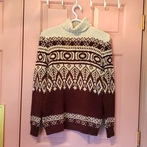 North Crest Maroon/Light Grey Turtleneck Sweater M